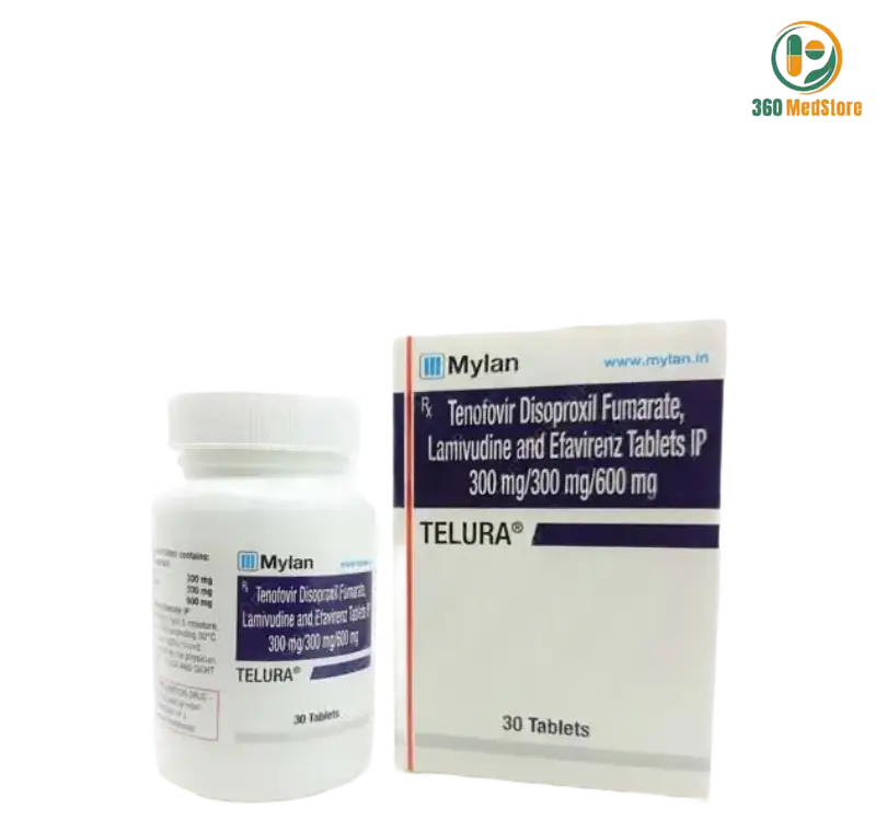 Telura - Tenofovir 300 mg + Lamivudine 300 mg + Efavirenz 600 mg x 30 Tablets - HIV Medication