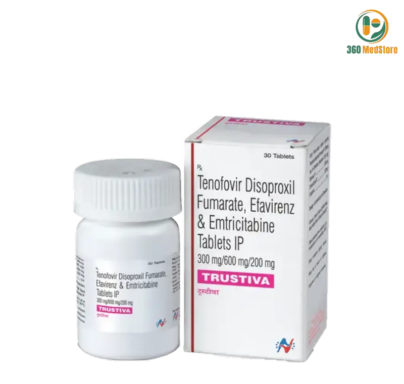 Trustiva (Tenofovir 300 mg + Efavirenz 600 mg + Emtricitabine 200 mg x 30 Tablets (Generic Atripla) - HIV Medication