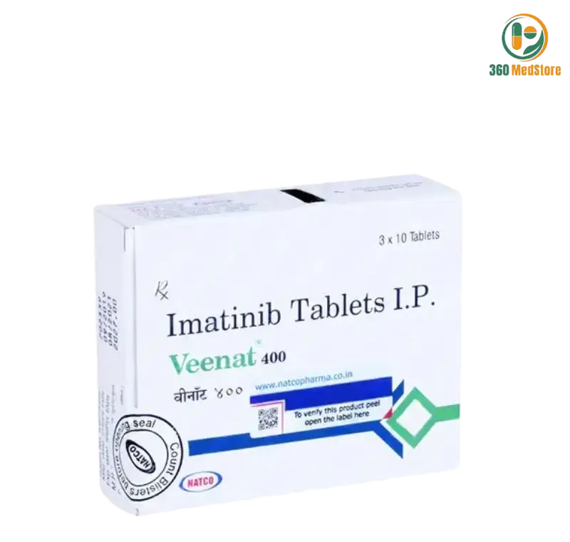 Veenat - Imatinib 400 mg x 30 Tablets (Generic Gleevec) - Chronic Myeloid Leukemia and Gastrointestinal Stromal tumors Medication